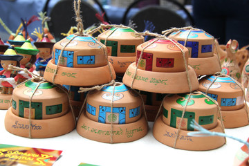 Naklejka premium Ulan-Ude, Buryatia, Russia 04.22.2019. Exhibition and sale of Russian and Buryat folk Souvenirs Crafts Fair