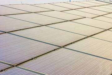 Photovoltaic panels on the sunrise