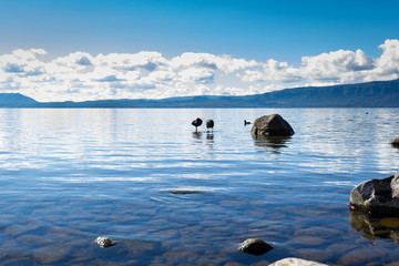 landscape with lake and mountains