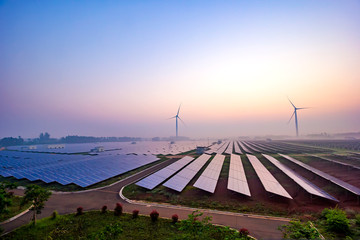 Before sunrise solar power plants