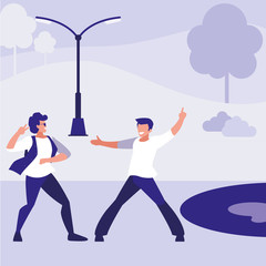 young dancers couple dancing in the park