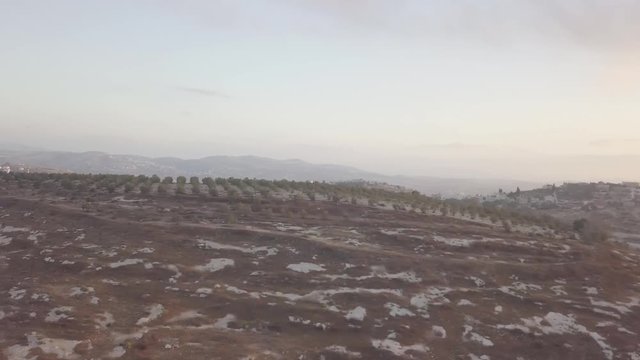 Aerial view of the barren hills of Arraba Palestine