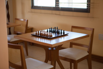 table and chairs in a room
