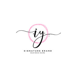 I Y IY Initial letter handwriting and  signature logo.
