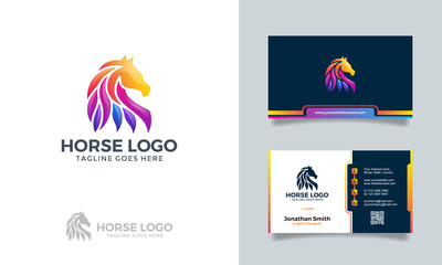 Colorful abstract Horse logo with business card