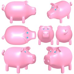 Cute Sweet Pink Rose Pig Vector. Illustration Isolated On White Background. A vector illustration Of A Pig.
