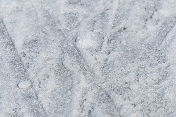 Early spring snow texture close up.  Abstract natural background