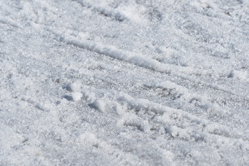 Early spring snow texture close up.  Abstract natural background