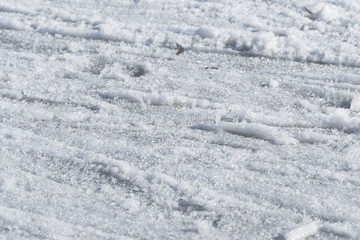 Obraz premium Early spring snow texture close up. Abstract natural background