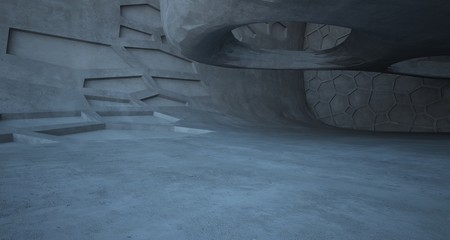 Abstract white and concrete interior. 3D illustration and rendering.