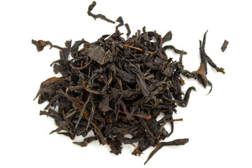 black tea, large leaf on a white background