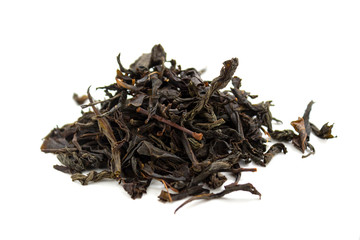 black tea, large leaf on a white background