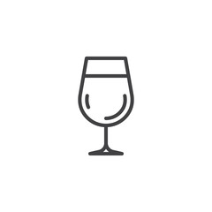 Wine glass line icon. Alcohol drink linear style sign for mobile concept and web design. Glass of wine outline vector icon. Symbol, logo illustration. Pixel perfect vector graphics