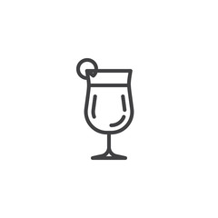 Fresh cocktail glass line icon. linear style sign for mobile concept and web design. Glass of alcohol drink with lime outline vector icon. Symbol, logo illustration. Pixel perfect vector graphics