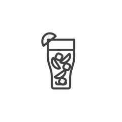 Mojito drink glass line icon. linear style sign for mobile concept and web design. Tropical cocktail mojito outline vector icon. Symbol, logo illustration. Pixel perfect vector graphics