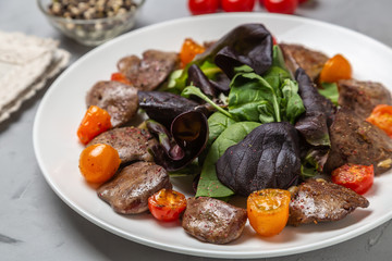 Chicken liver salad. 