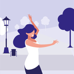 young woman dancing in the park character