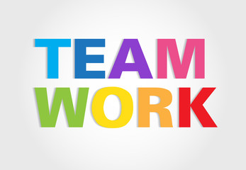 Colorful teamwork word text vector