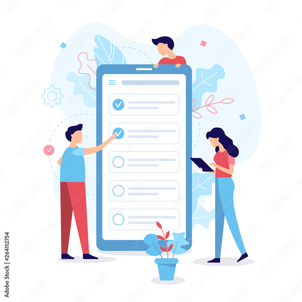 Canvas Prints professional marks the completed tasks in the task manager. time management concept. flat vector ill