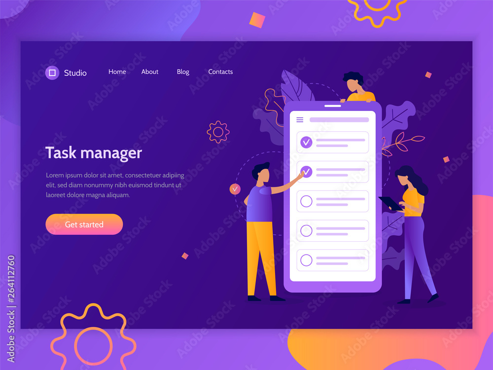 Canvas Prints task manager. creative landing page design template. flat vector illustration.