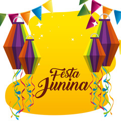 party banner with lanterns to celebrate festa junina