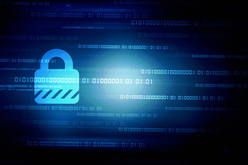 2d illustration Safety concept: Closed Padlock on digital background