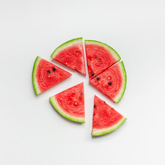 Fresh watermelon slices on white background