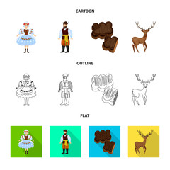 Obraz premium Vector design of traditional and tour icon. Set of traditional and landmarks stock vector illustration.