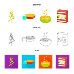 Isolated object of cornfield and vegetable logo. Collection of cornfield and vegetarian vector icon for stock.