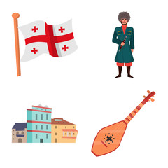 Vector illustration of Caucasus and traditions symbol. Set of Caucasus and attributes vector icon for stock.
