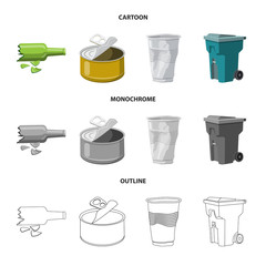 Isolated object of dump  and sort icon. Set of dump  and junk stock vector illustration.