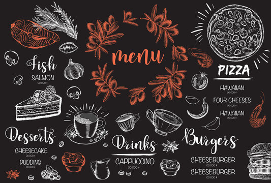 Restaurant cafe menu, template design. Food flyer.