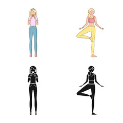 Isolated object of posture and mood logo. Collection of posture and female vector icon for stock.