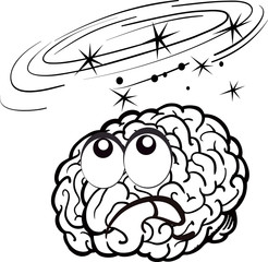 cartoon of a thinking brain character