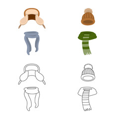 Vector design of clothes  and texture icon. Set of clothes  and weather  vector icon for stock.
