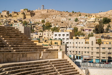 View over the Roman Theatre to Amman Downtown