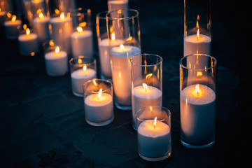 Night wedding ceremony decoration with candles