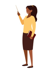 black female teacher with textbook character