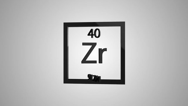 Zirconium modern icon 3D animation - periodic table element helium on gray and green background