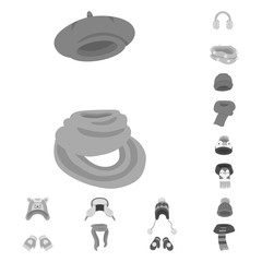 Isolated object of headwear  and fashion  logo. Set of headwear  and cold vector icon for stock.