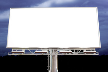 3D rendering of blank billboard (empty advertisement) with clouds. Empty mockup template