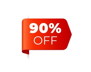 Red Vector Banner Ribbon on white background, left bookmark.