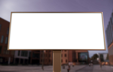 3D rendering of blank billboard (empty advertisement) with clouds. Empty mockup template