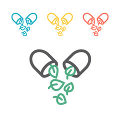 Eco pills icon. With Leaves. Vector signs for web graphics.