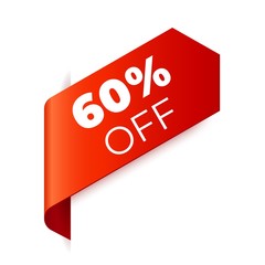 Red Vector Banner Ribbon on white background, left bookmark.