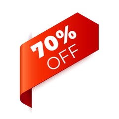 Red Vector Banner Ribbon on white background, left bookmark.