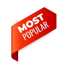 Red Vector Banner Ribbon on white background, left bookmark. © Sergey Kolesov