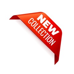 Red Vector Banner Ribbon on white background, corner ribbon.