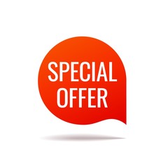 Red Vector Banner speech bubble on white background.