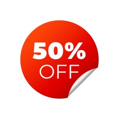 Red Vector Banner Sticker on white background.